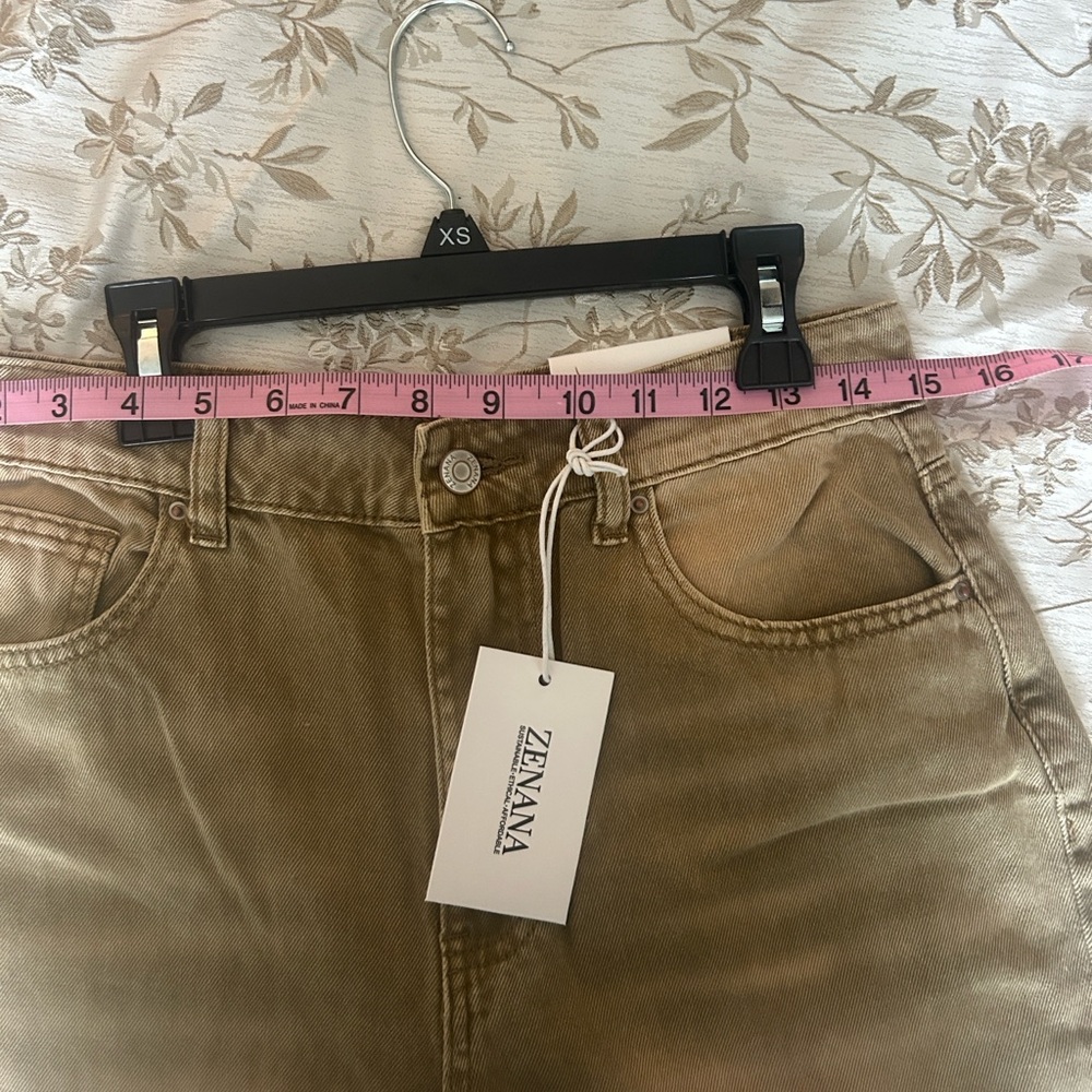 Zenana Outfitters High-Rise Distressed Wide-Leg Jeans - Olive - Picture 2 of 3